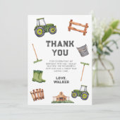 水彩グリーントラクターの誕生日 サンキューカード (スタンド正面)