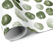 水彩グリーンドットモダンクリスマス ラッピングペーパー (ロールコーナー)