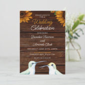 水彩グリーンハミングバード素朴フローラ結婚ズ 招待状 (スタンド正面)