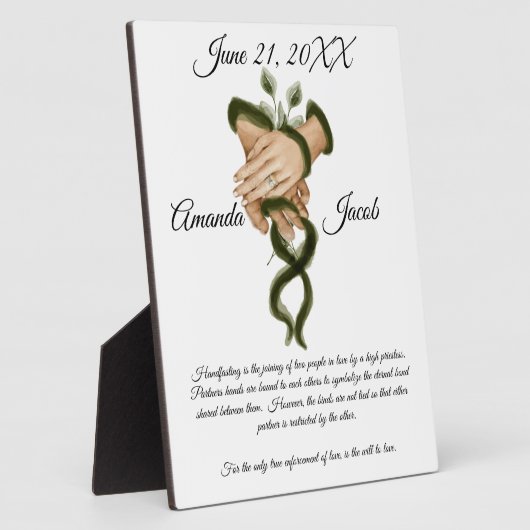 水彩グリーンハンドスティングアート結婚の形見 フォトプラーク (側面)