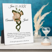 水彩グリーンハンドスティングアート結婚の形見 フォトプラーク (側面)