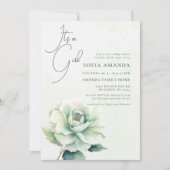 水彩グリーンバラベビーシャワー 招待状 (正面)