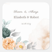 水彩グリーンバラ スクエアシール (正面)