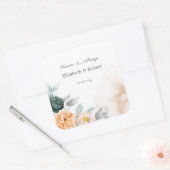 水彩グリーンバラ スクエアシール (封筒)