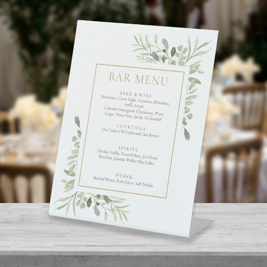 水彩グリーンバー メニュー 台座サイン