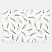 水彩グリーンパインツリークリスマス ラッピングペーパーシート (正面)