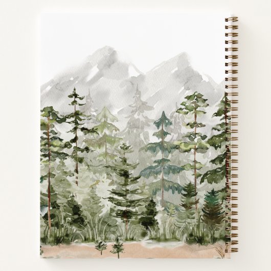 水彩グリーンパインフォレストクックブックレシピ ノートブック (裏面)