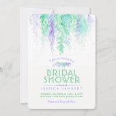 水彩グリーンパープルブライダルシャワー招待状 招待状 (正面)