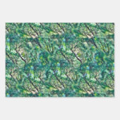 水彩グリーンフォレストパターン ラッピングペーパーシート (正面2)