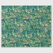 水彩グリーンフォレストパターン ラッピングペーパー (フラット)