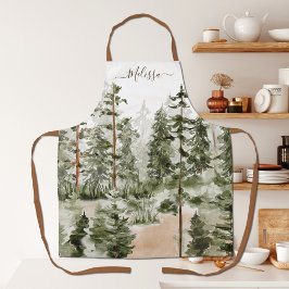 水彩グリーンフォレスト エプロン