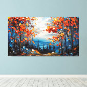 水彩グリーンフォレスト キャンバスプリント (インサイチュ (ウッドフロア))