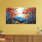 水彩グリーンフォレスト キャンバスプリント (インサイチュ (リビング))