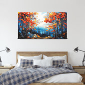 水彩グリーンフォレスト キャンバスプリント (インサイチュ (寝室))