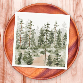 水彩グリーンフォレスト スタンダードカクテルナプキン