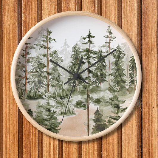 水彩グリーンフォレスト 壁時計