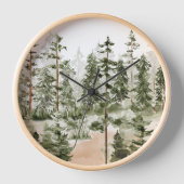 水彩グリーンフォレスト 壁時計 (正面)