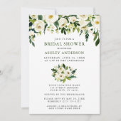 水彩グリーンフラワーエレガントブライダルシャワー 招待状 (正面)