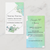 水彩グリーンフローラルエッセンシャルオイルのある生活 名刺 (正面/裏面)