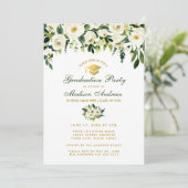 水彩グリーンフローラ卒業パーティー招待状GB 招待状 (スタンド正面)