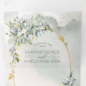 水彩グリーンフローラ金ゴールド楕円フレーム 三つ折り招待状 (内部最初)
