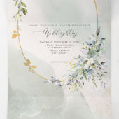 水彩グリーンフローラ金ゴールド楕円フレーム 三つ折り招待状 (内部中)