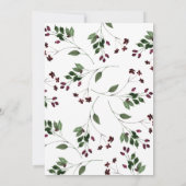 水彩グリーンブルゴーニュ結婚フローラリース 招待状 (裏面)