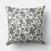 水彩グリーンブルークレマチスつる植物花パター クッション (裏面)