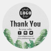 水彩グリーンプラントありがとう ラウンドシール (正面)