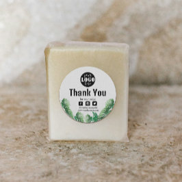 水彩グリーンプラントありがとう ラウンドシール