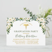 水彩グリーンホワイトフローラメディカルグラードパーティー 招待状 (スタンド正面)