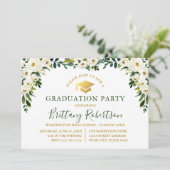 水彩グリーンホワイトフローラ金ゴールドグラードパーティー 招待状 (スタンド正面)