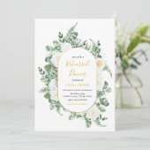 水彩グリーンホワイト花結婚のリハーサル 招待状 (スタンド正面)