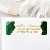 水彩グリーンホワイト金ゴールド大理石差出人住所 ラベル (インサイチュ)