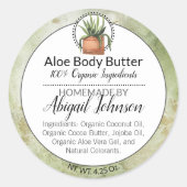 水彩グリーンホームメイドスクラブ/体バターラベル ラウンドシール (正面)