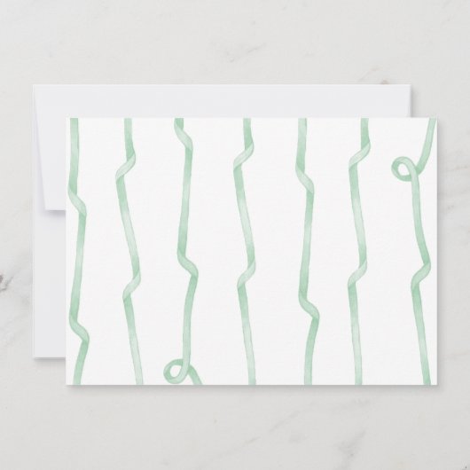 水彩グリーンボウ結び目ブライダルシャワー サンキューカード (裏面)