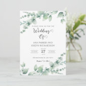 水彩グリーンボタニカル フローラル エレガント ウェディング 招待状 (スタンド正面)