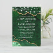 水彩グリーンマーブルゲートGeodeライト結婚ズ 招待状 (スタンド正面)