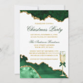 水彩グリーンマーブル金ゴールドクリスマスパーティー 招待状 (正面)