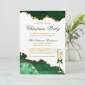 水彩グリーンマーブル金ゴールドクリスマスパーティー 招待状 (スタンド正面)