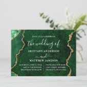 水彩グリーンマーブル金ゴールド結婚ズ 招待状 (スタンド正面)