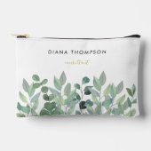 水彩グリーンユーカリの枝 アクセサリーポーチ (正面)