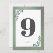 水彩グリーンユーカリ表番号 招待状 (正面)