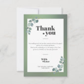 水彩グリーンユーカリ サンキューカード (正面)