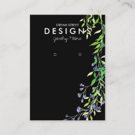 水彩グリーンラベンダーイヤリングディスプレイカード 名刺