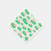 水彩グリーンリリーパッドピンクロータスフローラ スタンダードカクテルナプキン (角)