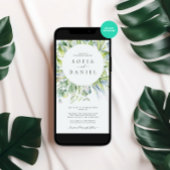 水彩グリーンリーウィンターウェディングパーティー 招待状