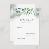 水彩グリーンリーウェディングRSVP 出欠カード (正面/裏面)