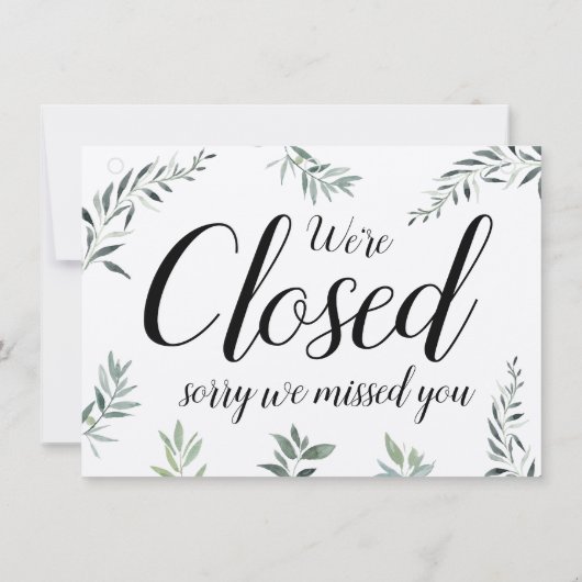 水彩グリーンリーオープン閉じた春夏のサイン (裏面)