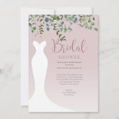 水彩グリーンリージュダスティピンクブライダルシャワー 招待状 (正面)